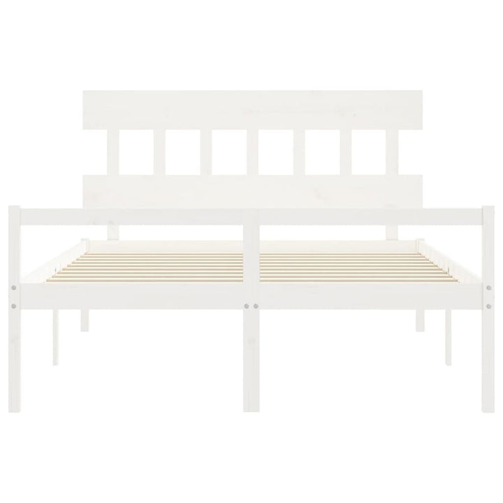 seniorseng med sengegavl 160x200 cm massivt træ hvid