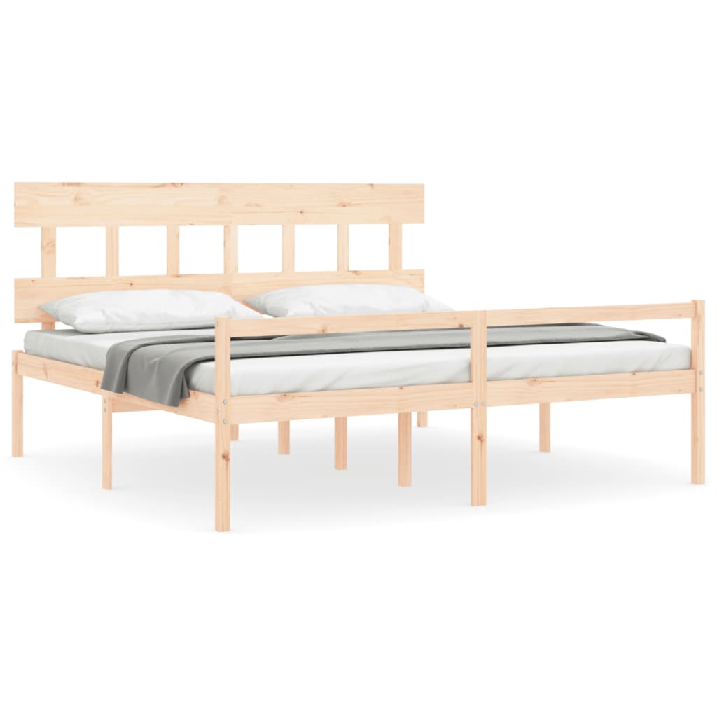seniorseng med sengegavl 200x200 cm massivt træ