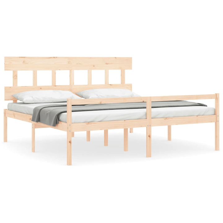 seniorseng med sengegavl 200x200 cm massivt træ