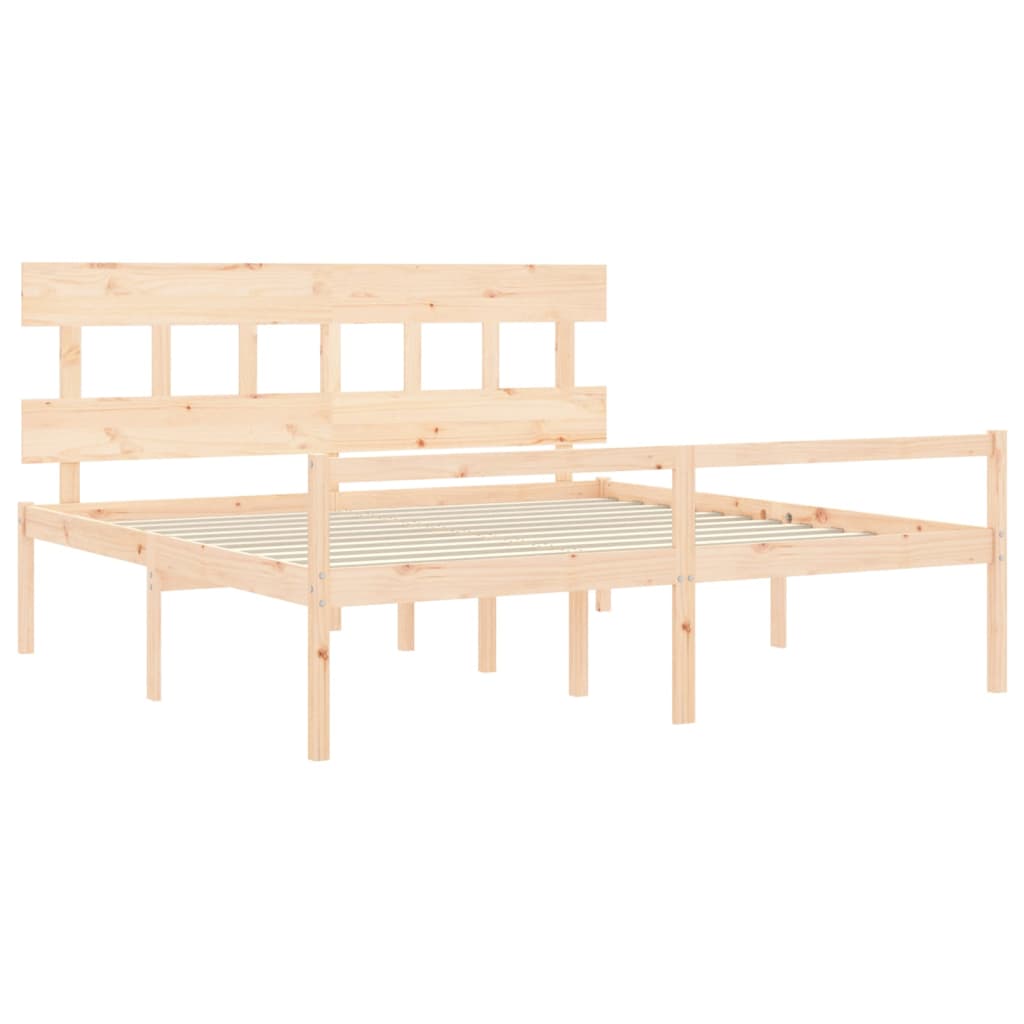 seniorseng med sengegavl 200x200 cm massivt træ