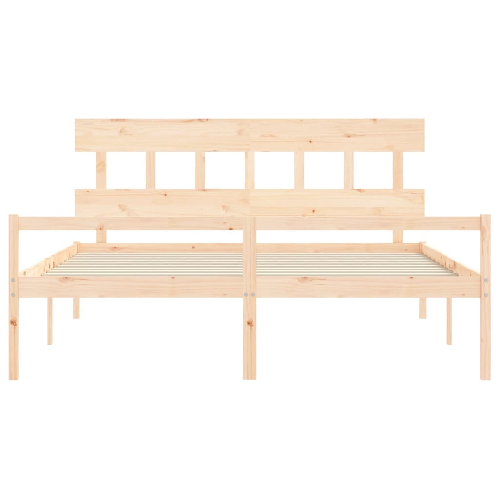 seniorseng med sengegavl 200x200 cm massivt træ