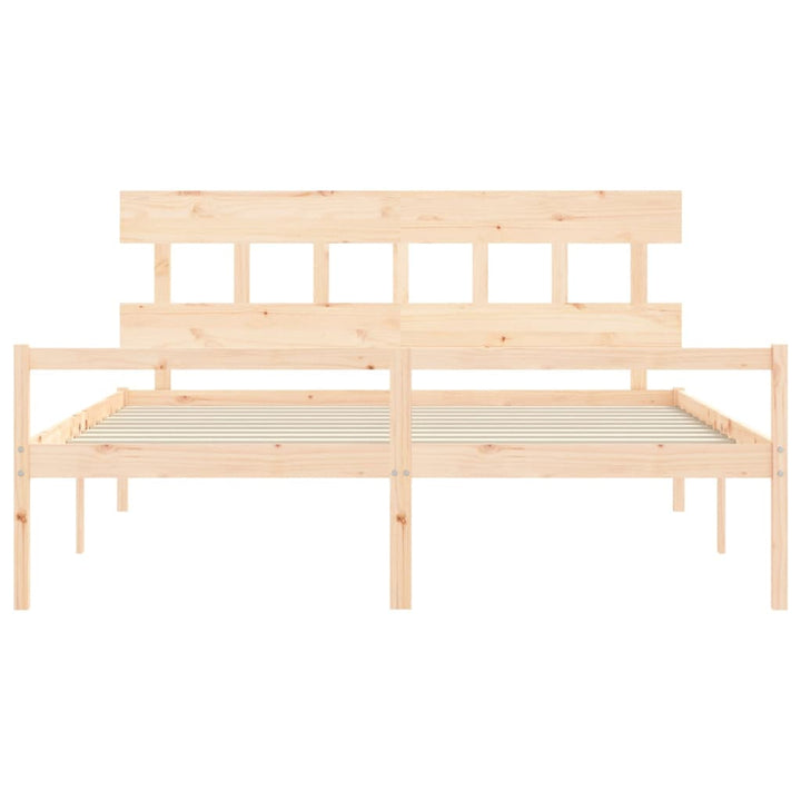 seniorseng med sengegavl 200x200 cm massivt træ