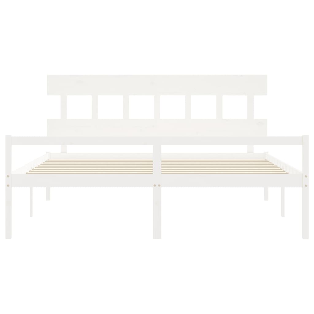 seniorseng med sengegavl 200x200 cm massivt træ hvid