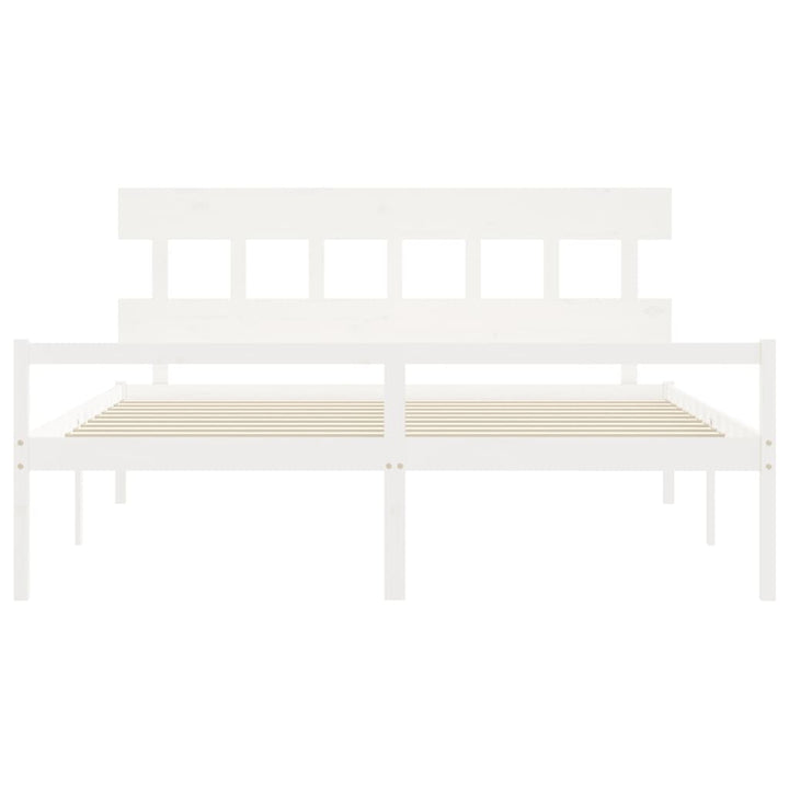 seniorseng med sengegavl 200x200 cm massivt træ hvid