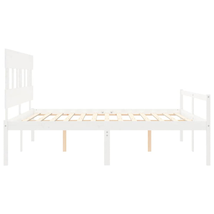 seniorseng med sengegavl 200x200 cm massivt træ hvid