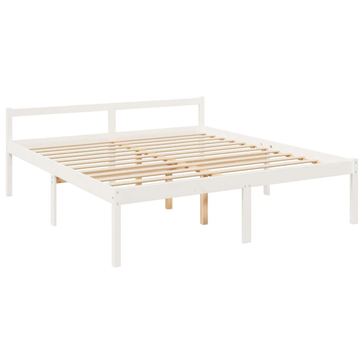 seniorseng med sengegavl 200x200 cm massivt træ hvid