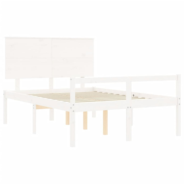seniorseng med sengegavl 140x190 cm massivt træ hvid
