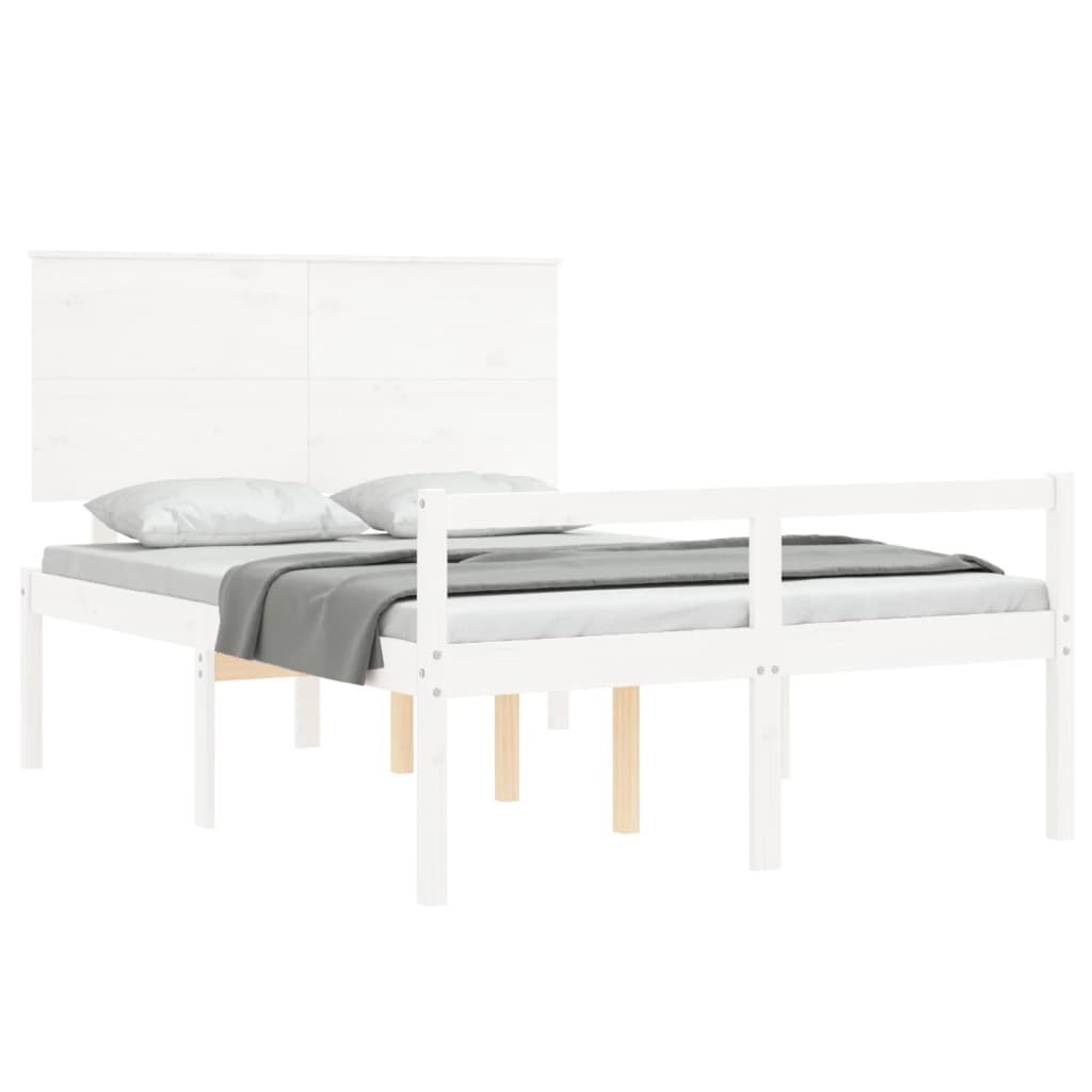 seniorseng med sengegavl 120x200 cm massivt træ hvid