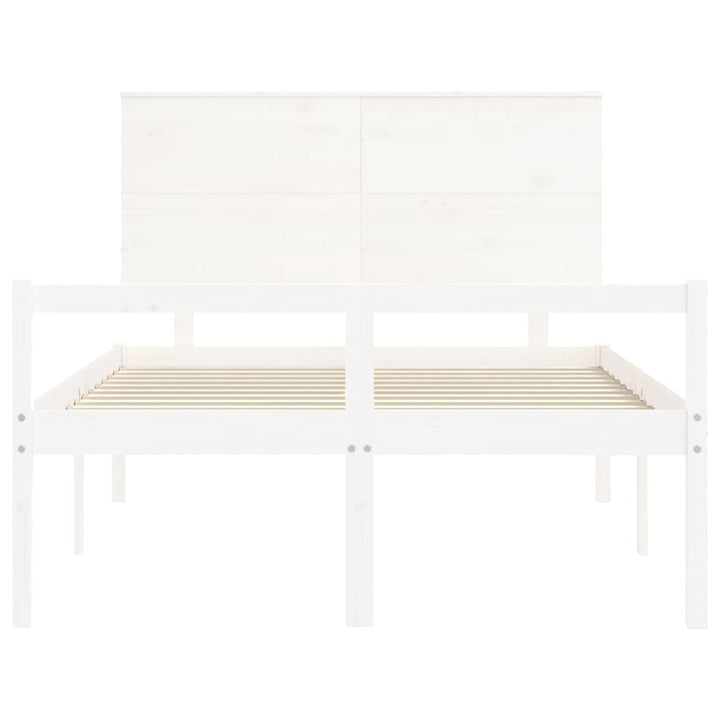 seniorseng med sengegavl 140x200 cm massivt træ hvid