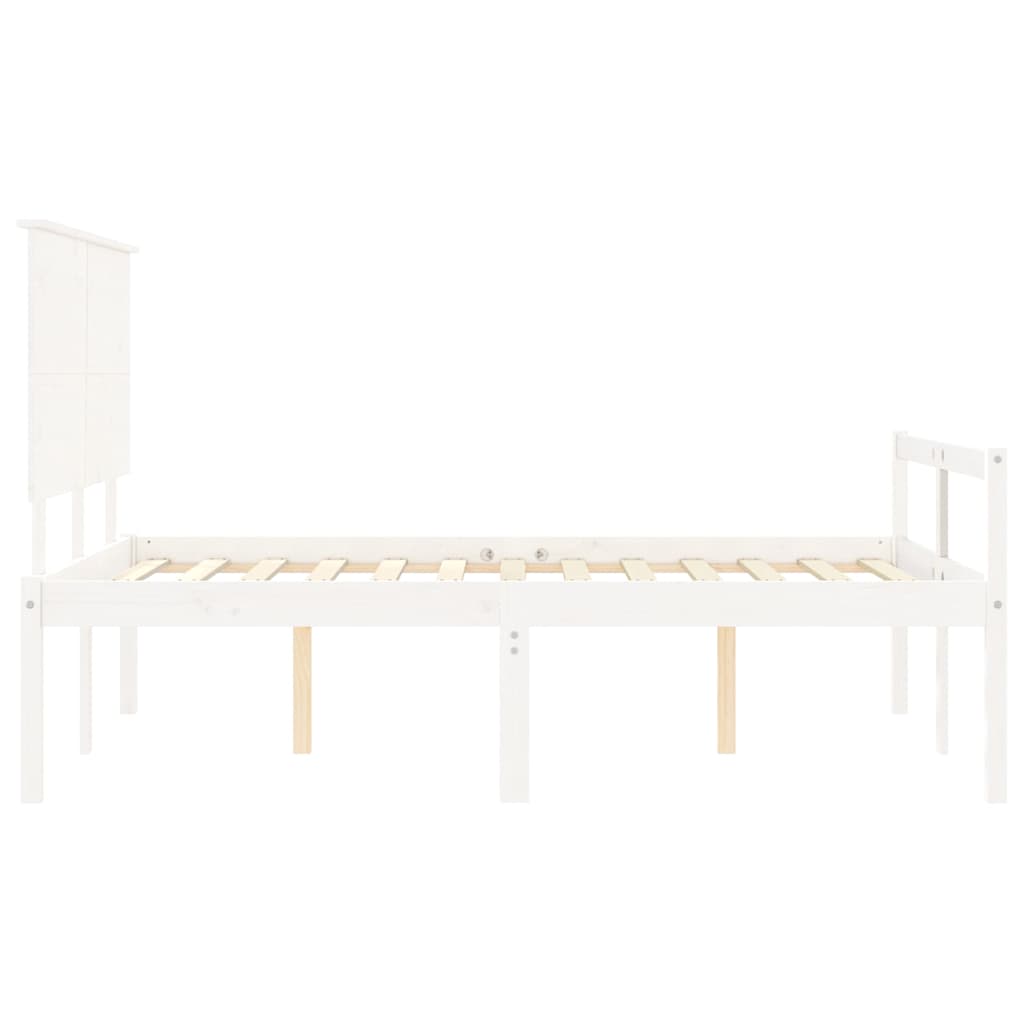 seniorseng med sengegavl 140x200 cm massivt træ hvid