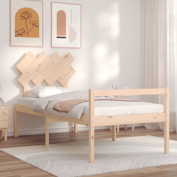 seniorseng med sengegavl massivt træ