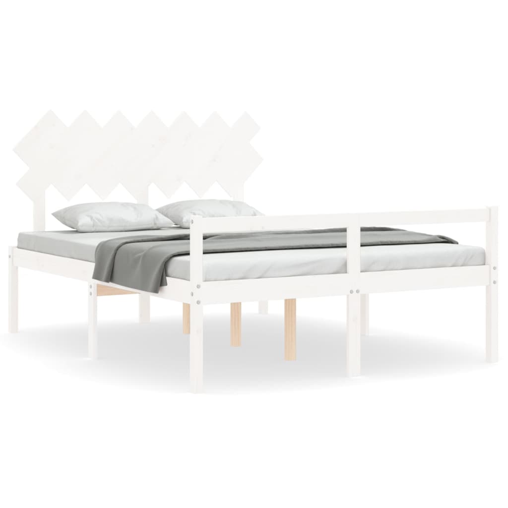seniorseng med sengegavl 140x190 cm massivt træ hvid