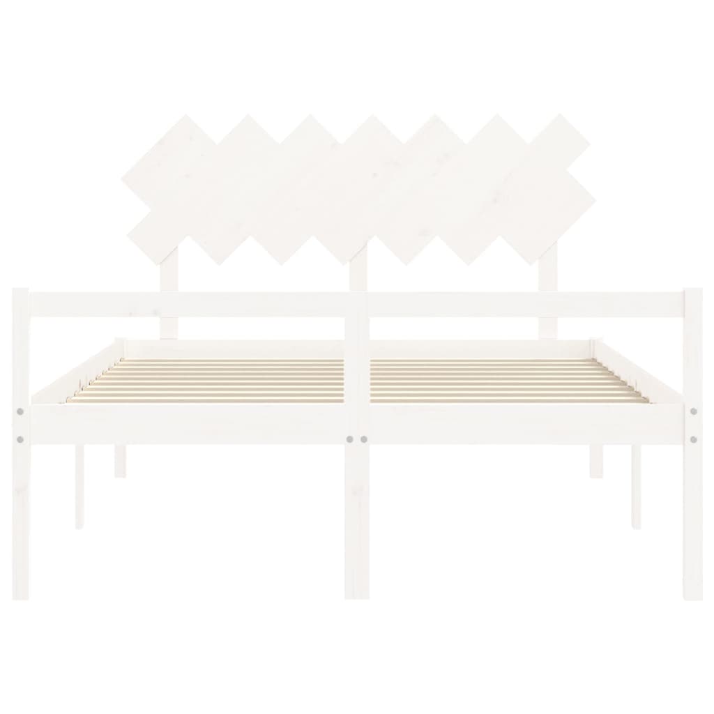 seniorseng med sengegavl 140x190 cm massivt træ hvid