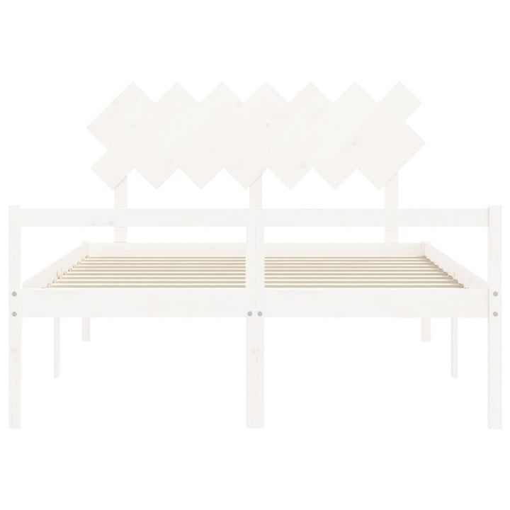 seniorseng med sengegavl 140x190 cm massivt træ hvid