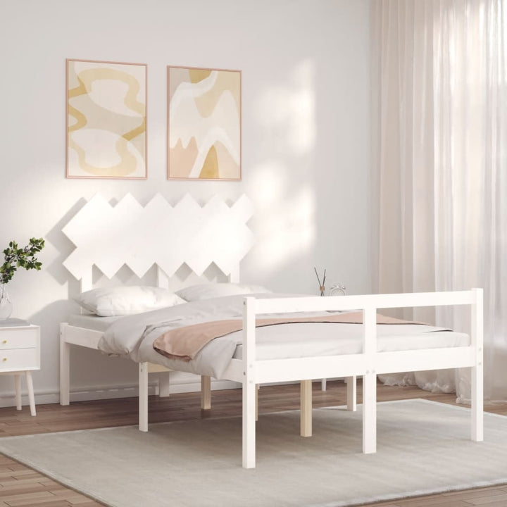 seniorseng med sengegavl 120x200 cm massivt træ hvid