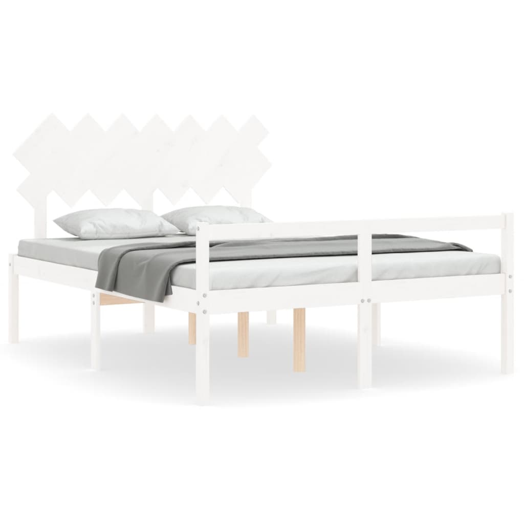seniorseng med sengegavl 140x200 cm massivt træ hvid