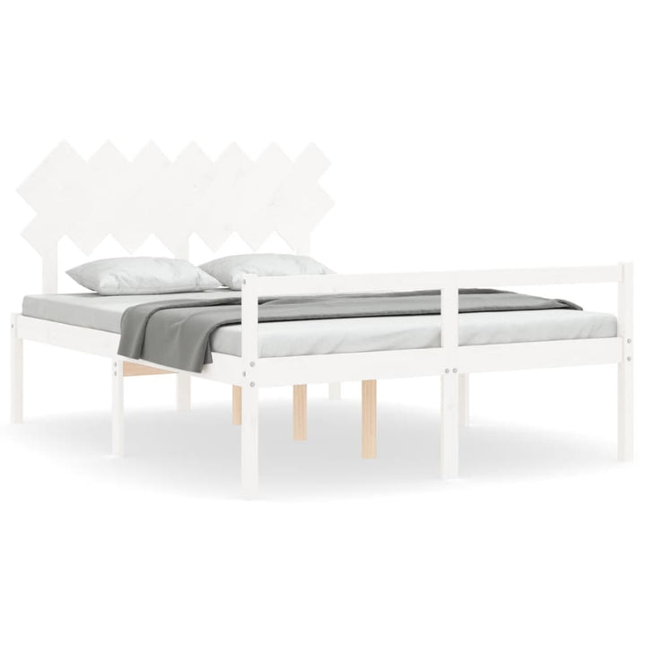 seniorseng med sengegavl 140x200 cm massivt træ hvid