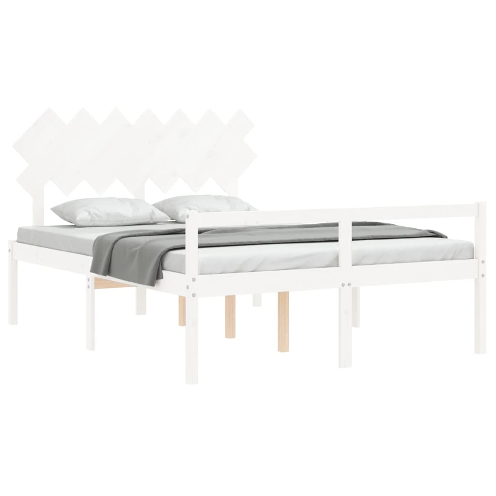 seniorseng med sengegavl 140x200 cm massivt træ hvid