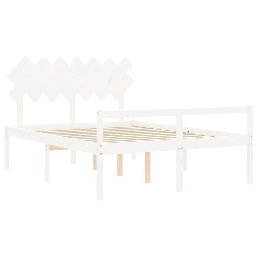 seniorseng med sengegavl 140x200 cm massivt træ hvid
