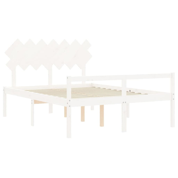 seniorseng med sengegavl 140x200 cm massivt træ hvid