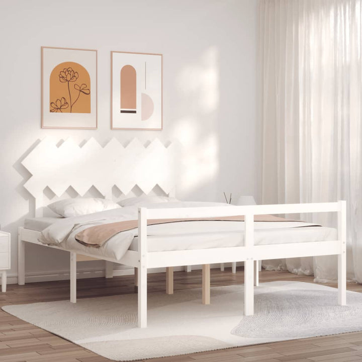 seniorseng med sengegavl 140x200 cm massivt træ hvid