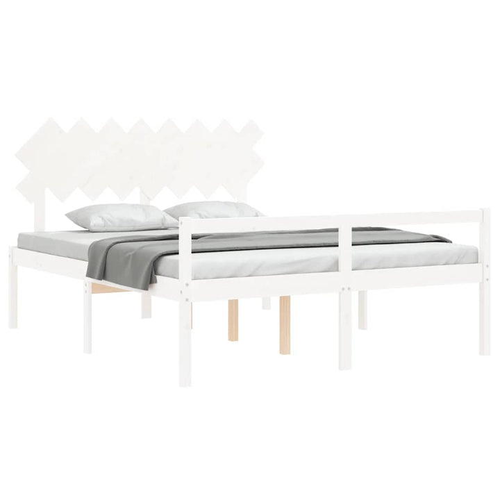 seniorseng med sengegavl 160x200 cm massivt træ hvid