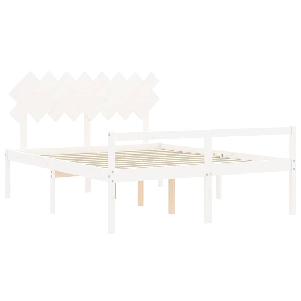 seniorseng med sengegavl 160x200 cm massivt træ hvid