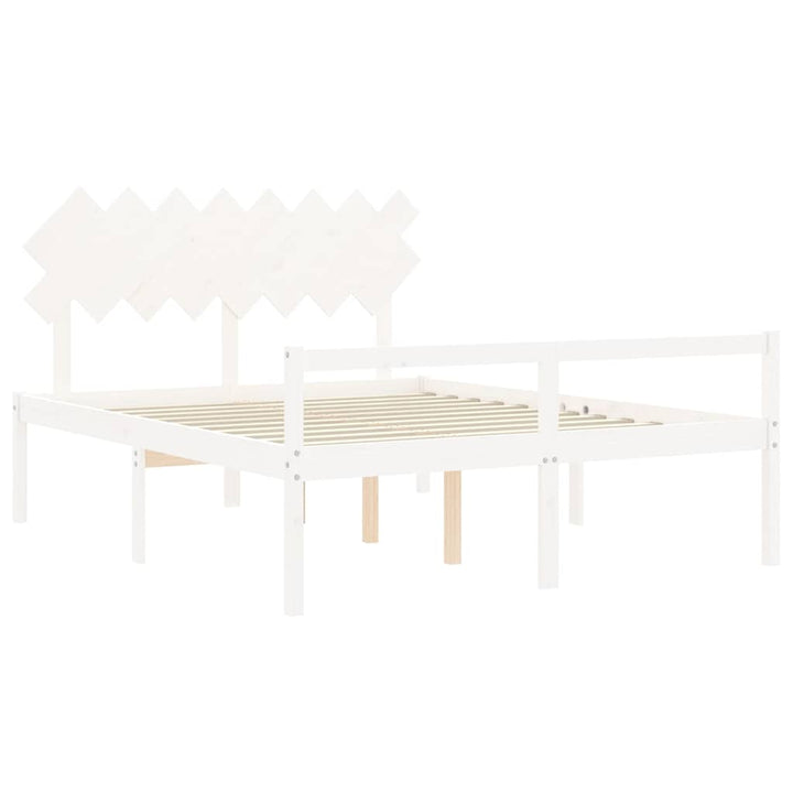 seniorseng med sengegavl 160x200 cm massivt træ hvid