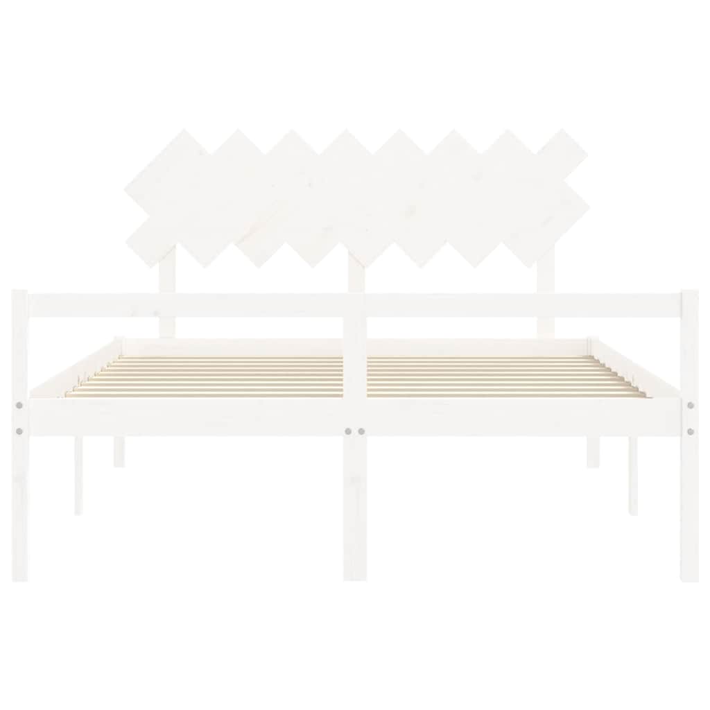 seniorseng med sengegavl 160x200 cm massivt træ hvid