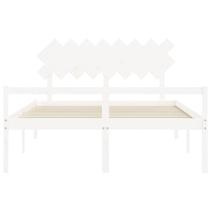 seniorseng med sengegavl 160x200 cm massivt træ hvid
