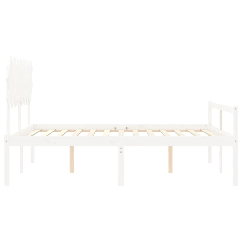 seniorseng med sengegavl 160x200 cm massivt træ hvid