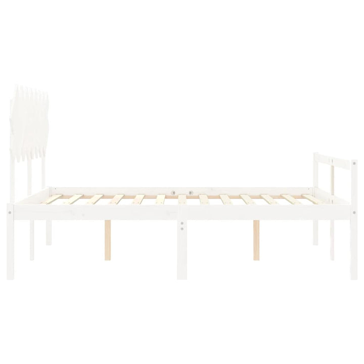 seniorseng med sengegavl 160x200 cm massivt træ hvid