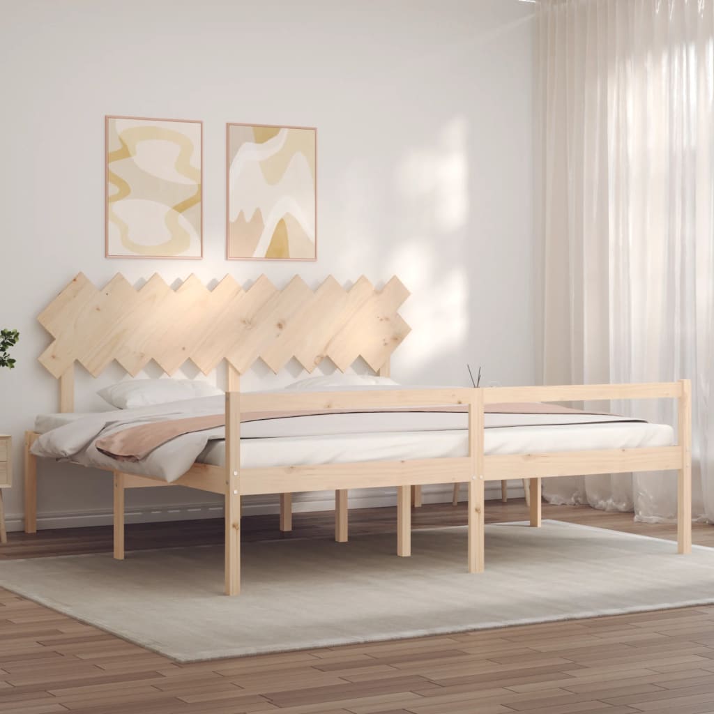 seniorseng med sengegavl 200x200 cm massivt træ
