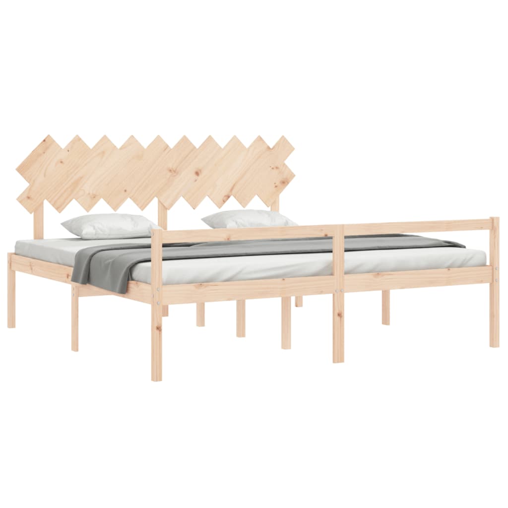 seniorseng med sengegavl 200x200 cm massivt træ