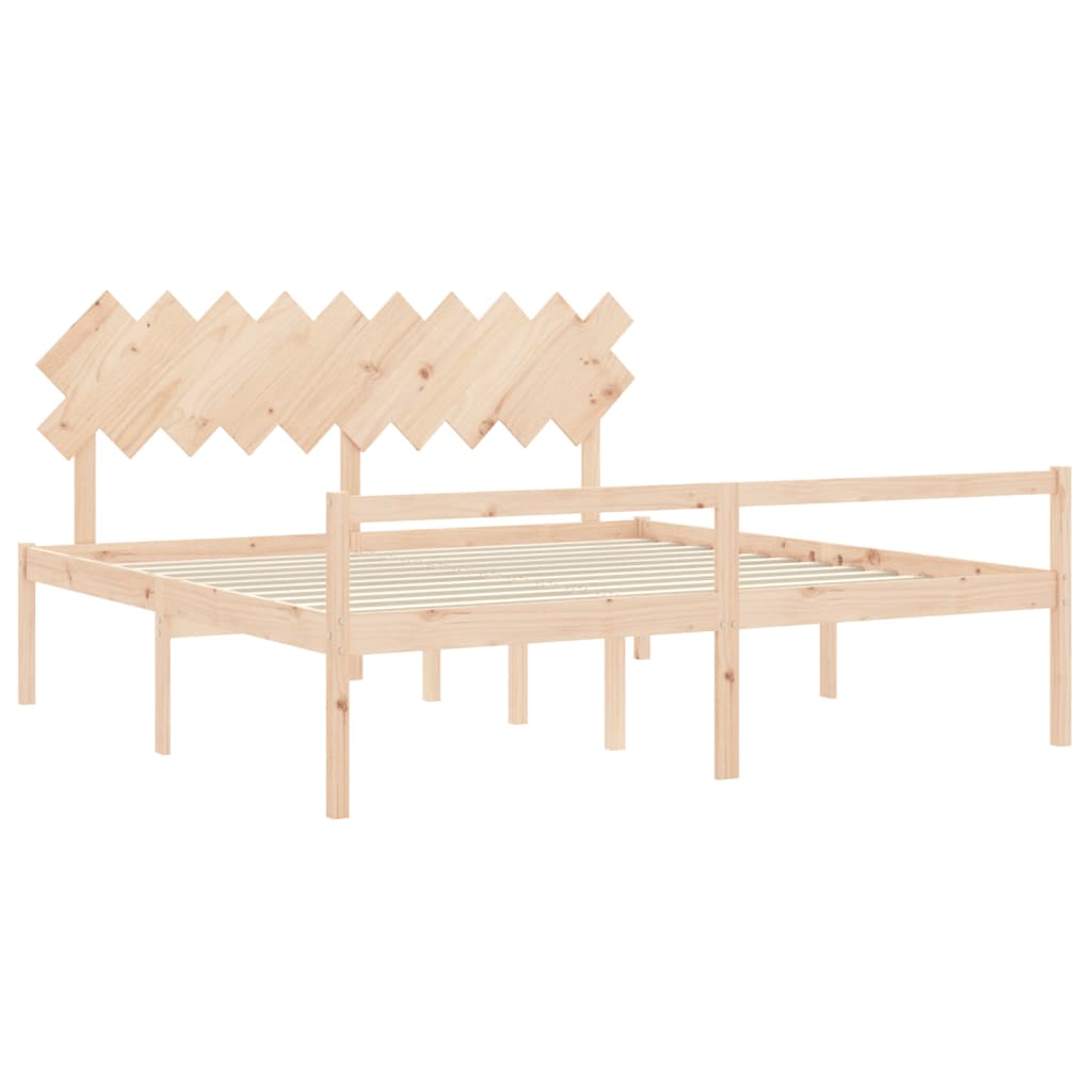 seniorseng med sengegavl 200x200 cm massivt træ