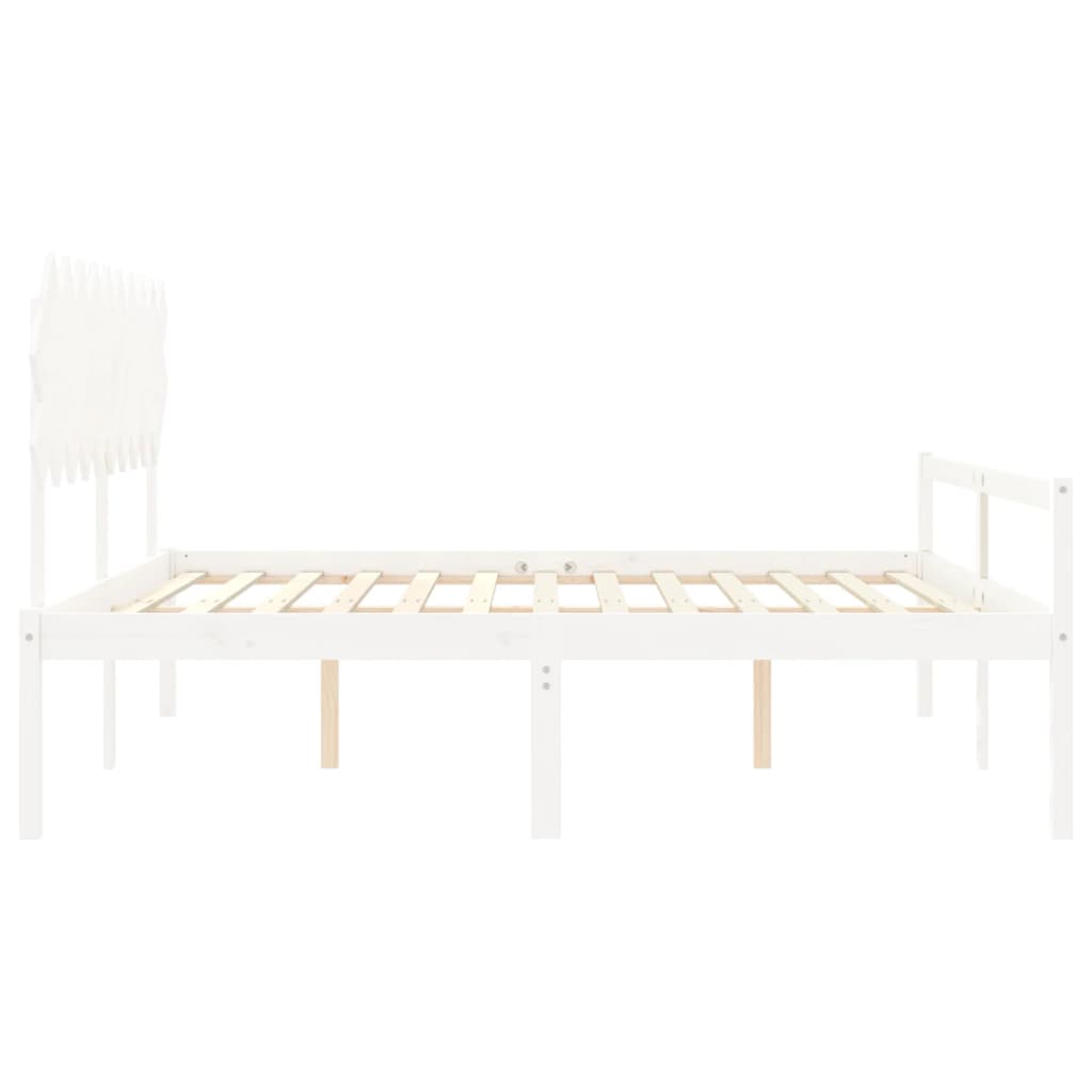 seniorseng med sengegavl 200x200 cm massivt træ hvid