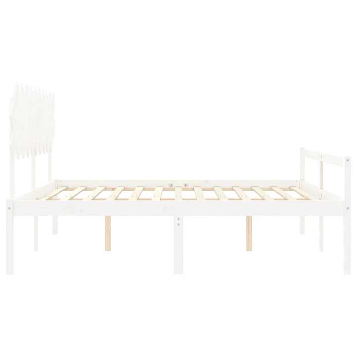 seniorseng med sengegavl 200x200 cm massivt træ hvid