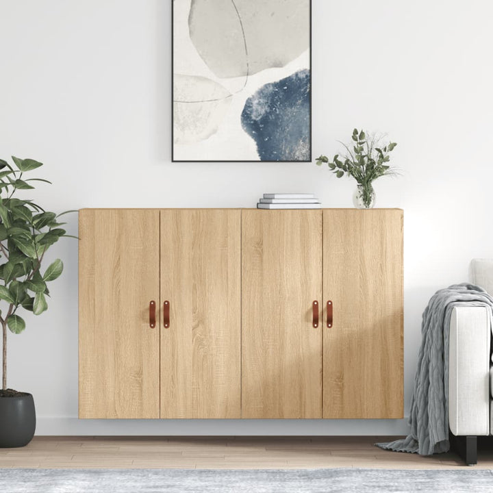 vægskabe 2 stk. 69,5x34x90 cm sonoma-eg