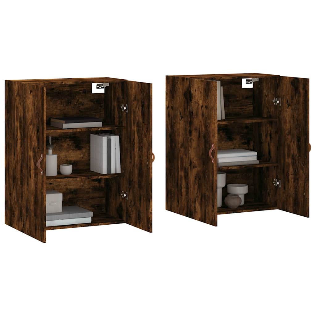 vægskabe 2 stk. 69,5x34x90 cm røget sonoma-eg