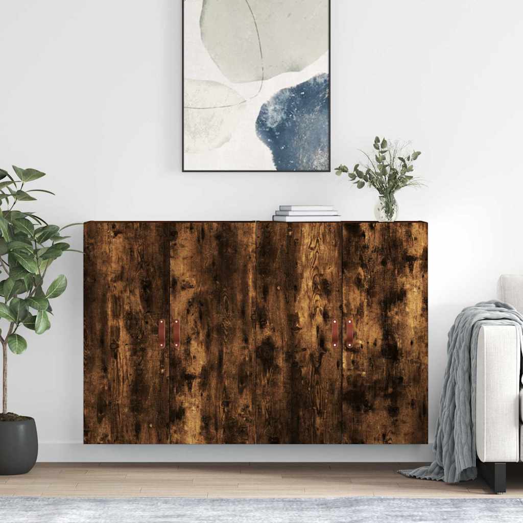 vægskabe 2 stk. 69,5x34x90 cm røget sonoma-eg