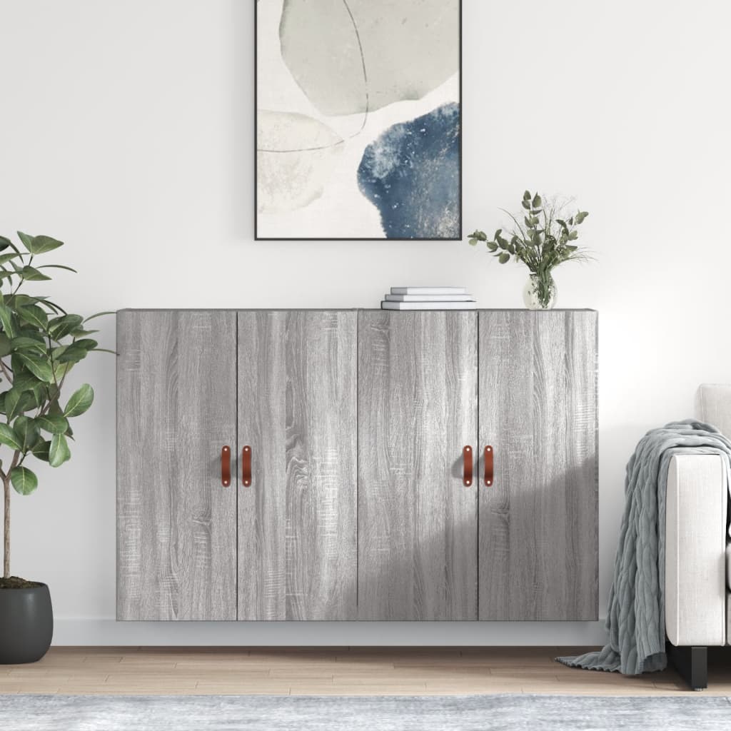 vægskabe 2 stk. 69,5x34x90 cm grå sonoma-eg