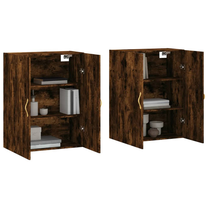 vægskabe 2 stk. 69,5x34x90 cm røget sonoma-eg