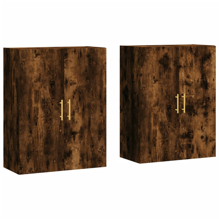 vægskabe 2 stk. 69,5x34x90 cm røget sonoma-eg