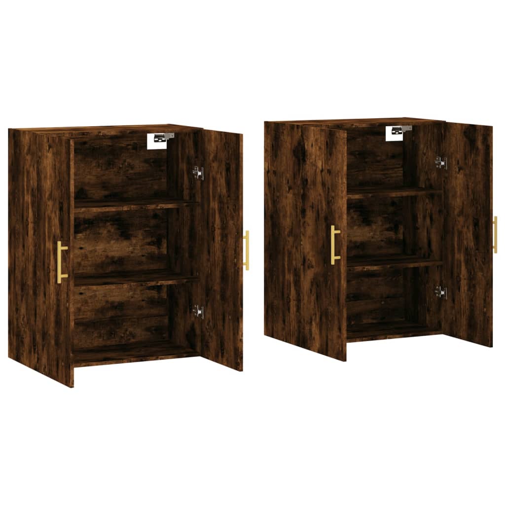 vægskabe 2 stk. 69,5x34x90 cm røget sonoma-eg