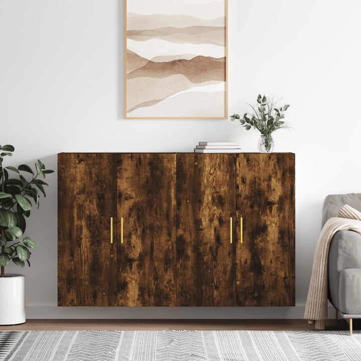 vægskabe 2 stk. 69,5x34x90 cm røget sonoma-eg
