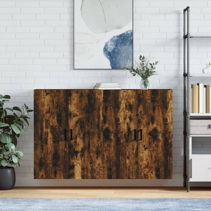 vægskabe 2 stk. 69,5x34x90 cm røget sonoma-eg