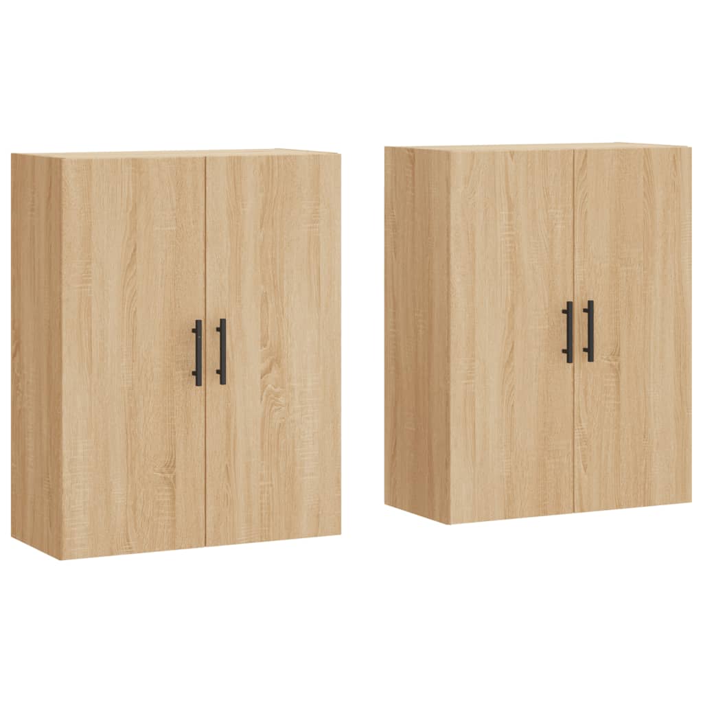 vægskabe 2 stk. 69,5x34x90 cm sonoma-eg