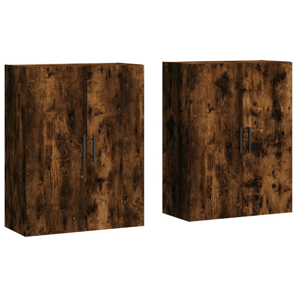 vægskabe 2 stk. 69,5x34x90 cm røget sonoma-eg
