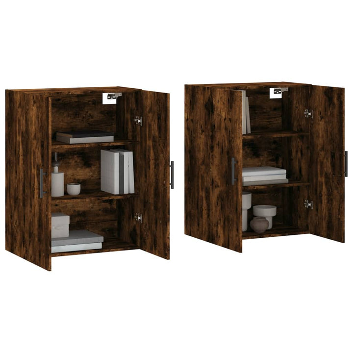 vægskabe 2 stk. 69,5x34x90 cm røget sonoma-eg
