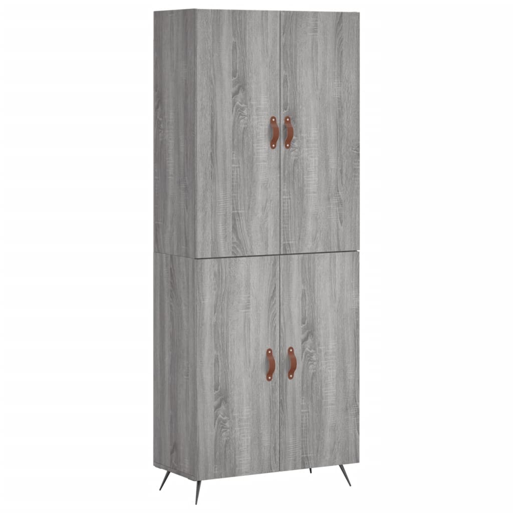 højskab 69,5x34x180 cm konstrueret træ grå sonoma-eg